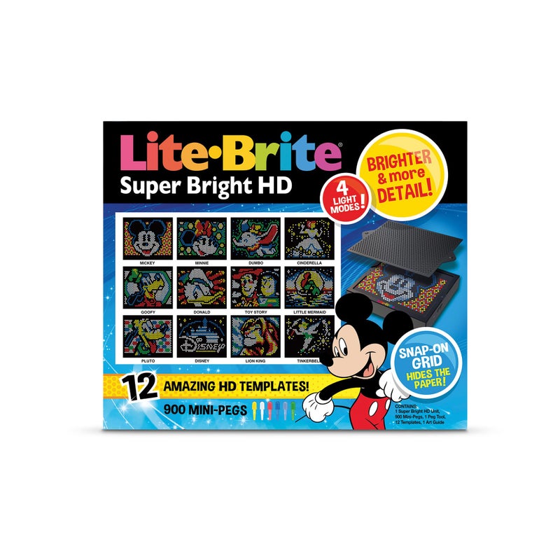 Lite Brite Super Bright HD  Disney Edition - Creative Retro Light-Up Screen - Educational Play for Children  Enhances Creativity  Gift for Boys and Girls Ages 6+ - Image 4